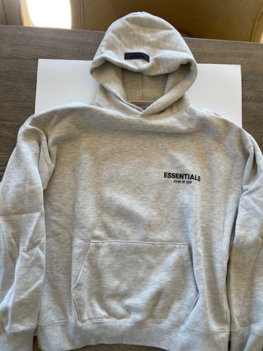 Essentials Fear of God Hoodie - Light Heather Gray with Black Logo - Size Small